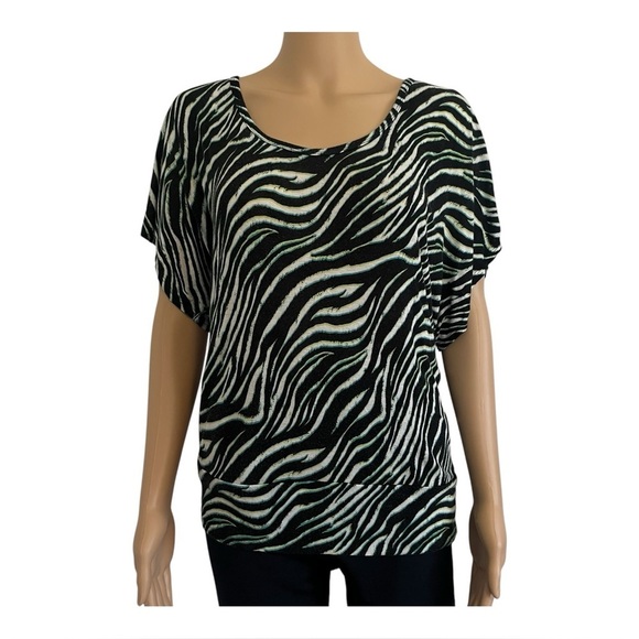Rue 21 casual zebra print top blouse XL short dropped sleeves multicolored - Picture 2 of 12